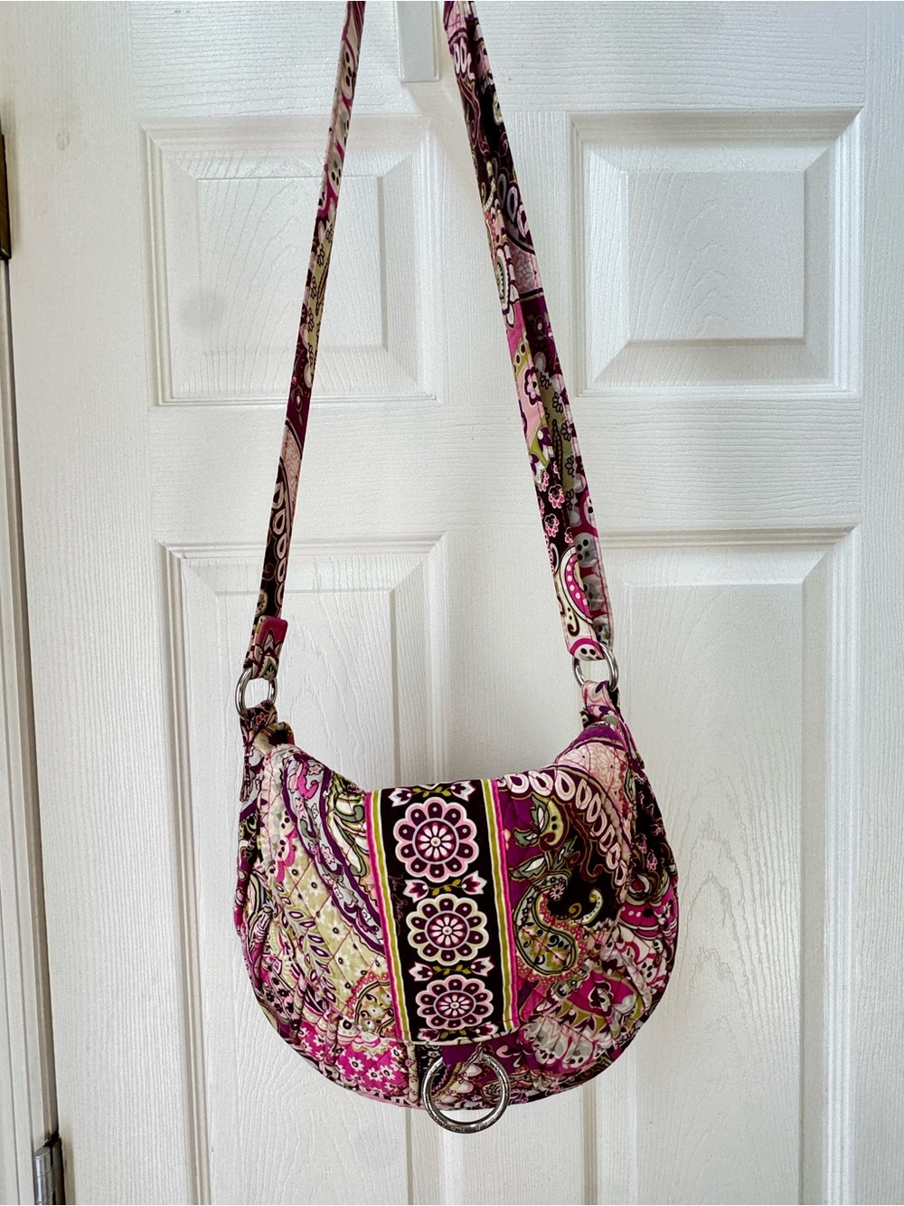 Vera Bradley Pink Paisley Quilted Shoulder Hobo Bag